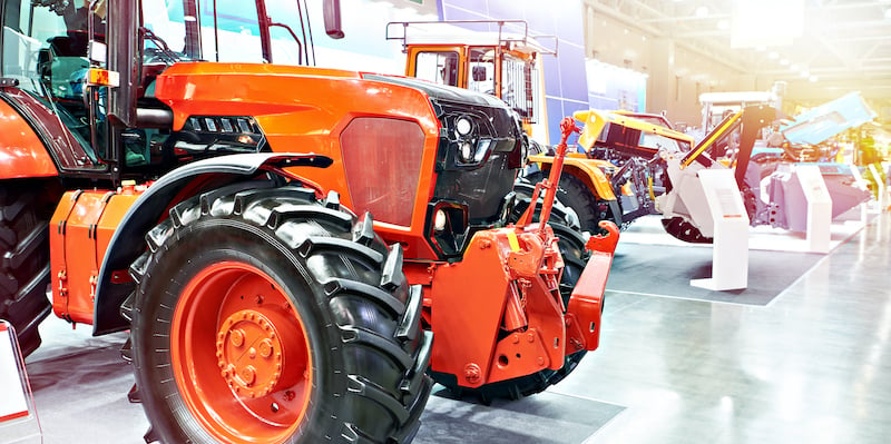 Multiple large tractors in a row